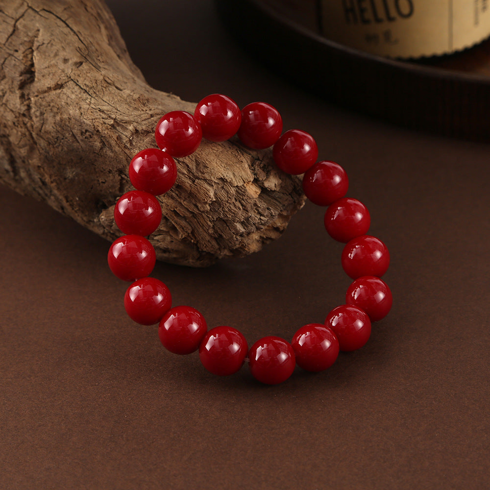 Wholesale Simple Natural Cinnabar Single Circle Bracelet
