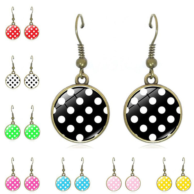 Wholesale Retro Polka Dot Design Metal Earrings Women S Ear Hook Fashion Accessory