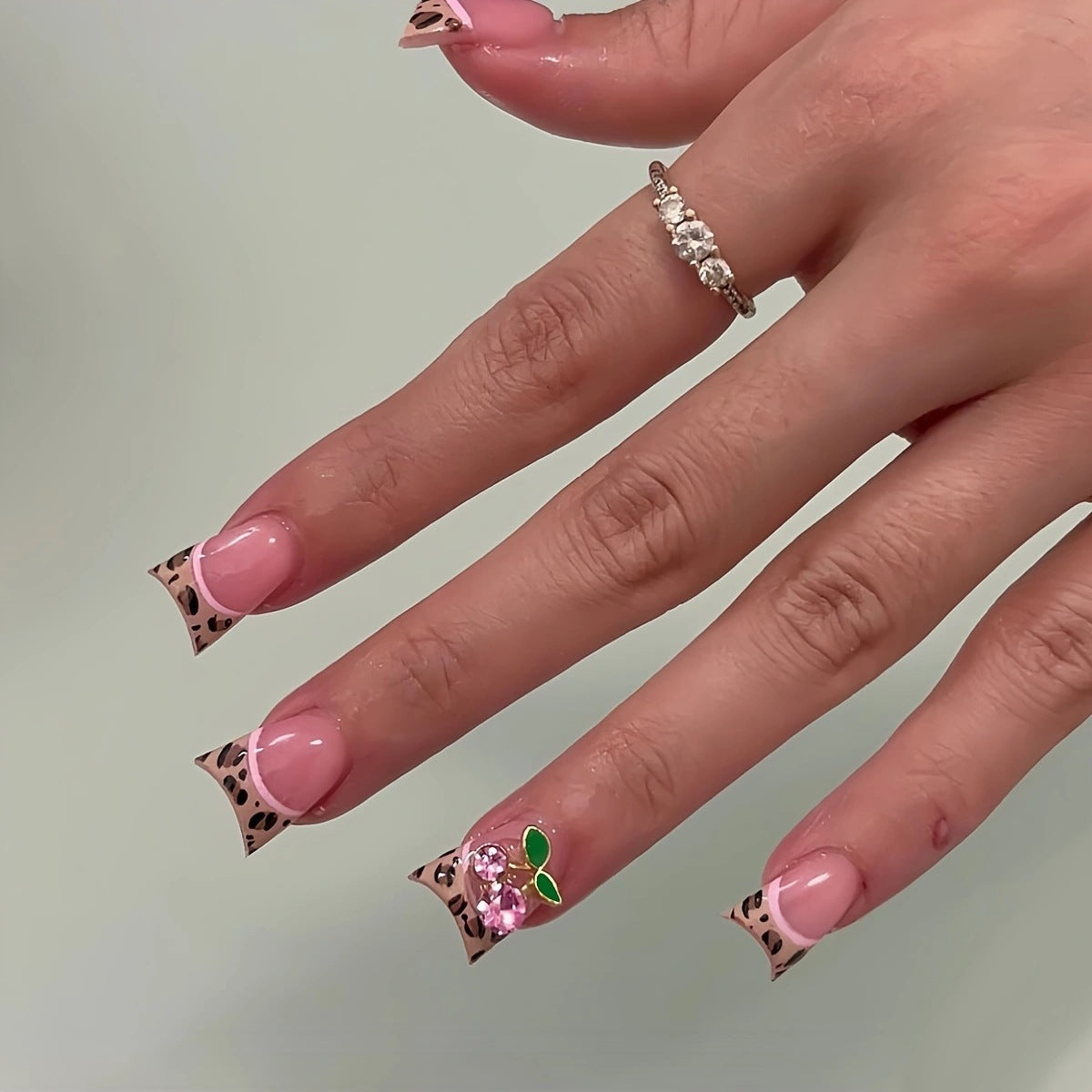 Wholesale 24 Pieces/box Leopard Cherry Nails Kits Nail Stickers