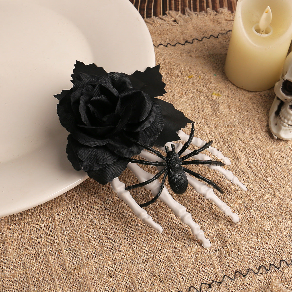 Wholesale  Black Rose Bone Claw Side Clip Hair Clips