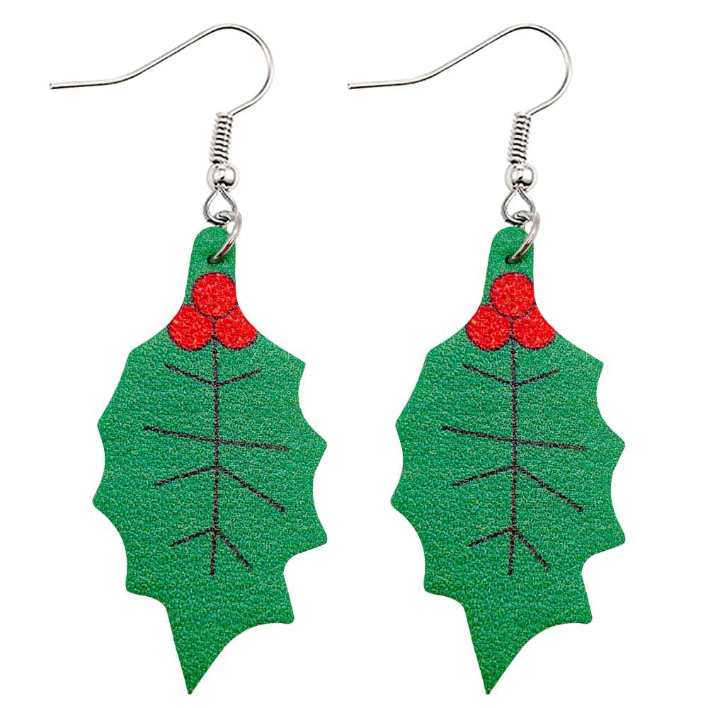 Wholesale Christmas Green Frog Leather Earrings