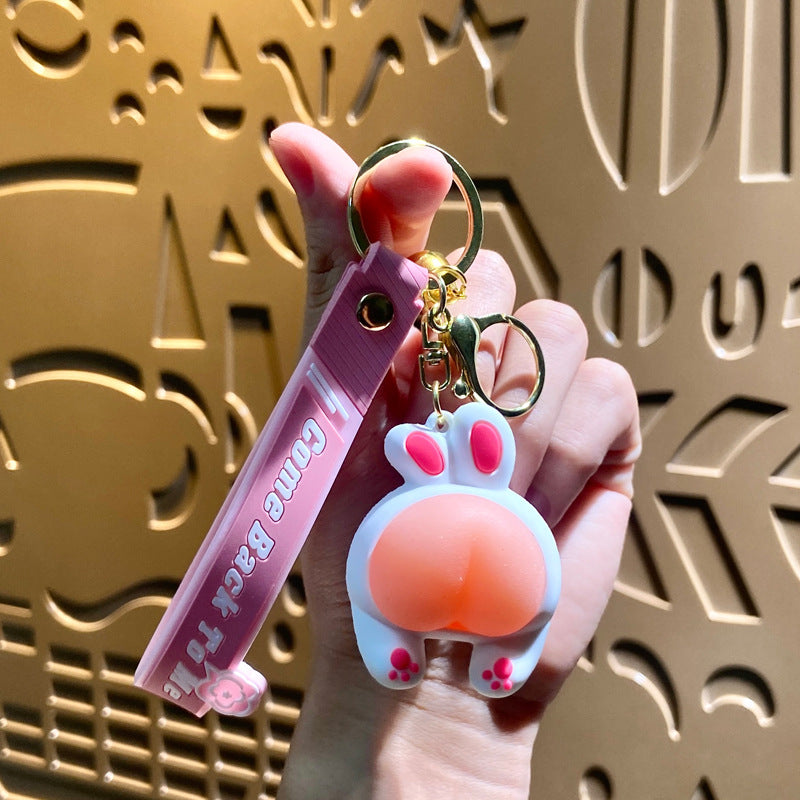 Wholesale Cartoon Q Elastic Butt Decompression PVC Soft Glue Keychain Creative Keychain ACC-KC-XJY001