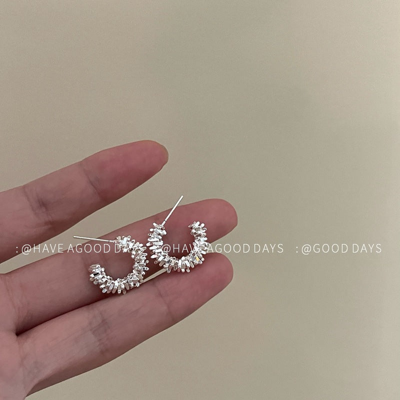 Wholesale silver hoop light luxury earrings