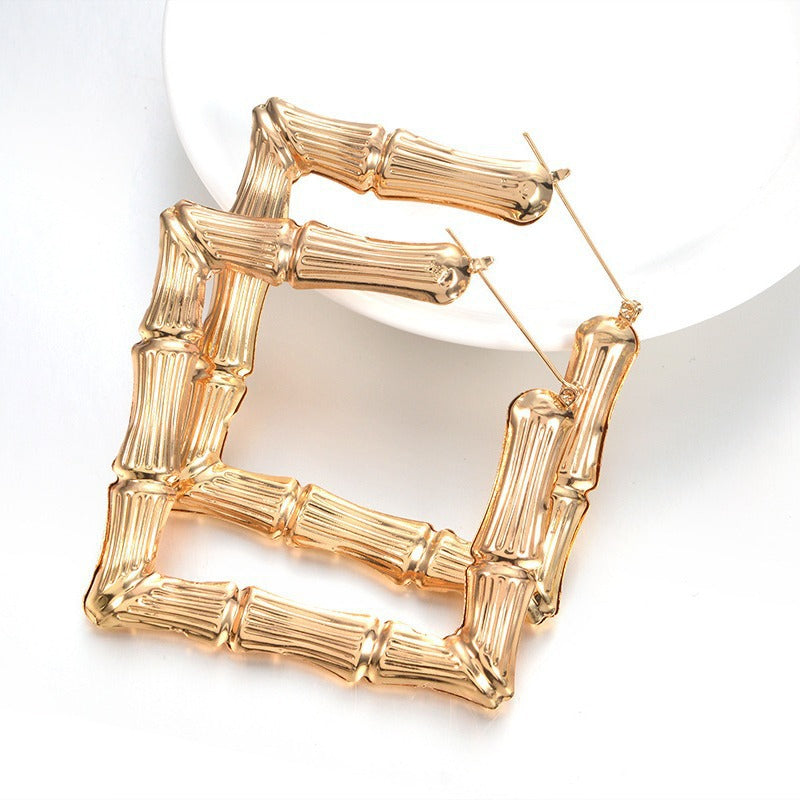 Wholesale Exaggerated gold large hoop oversized bamboo earrings