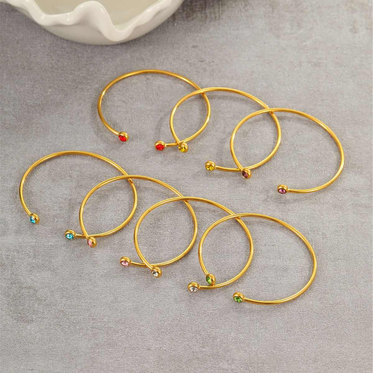 Wholesale 18K gold-plated C-ring inlaid with zircon stainless steel bracelet