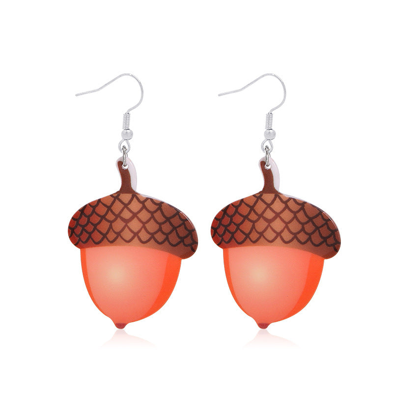 Wholesale Thanksgiving Scarecrow Turkey Legs Maple Leaf Acrylic Earrings ACC-ES-BinLi006