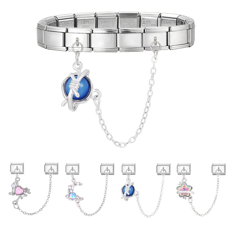 Wholesale 9mm Italian Charm Starter Bracelets DIY Double Hanger Stainless Steel Composable Bracelet