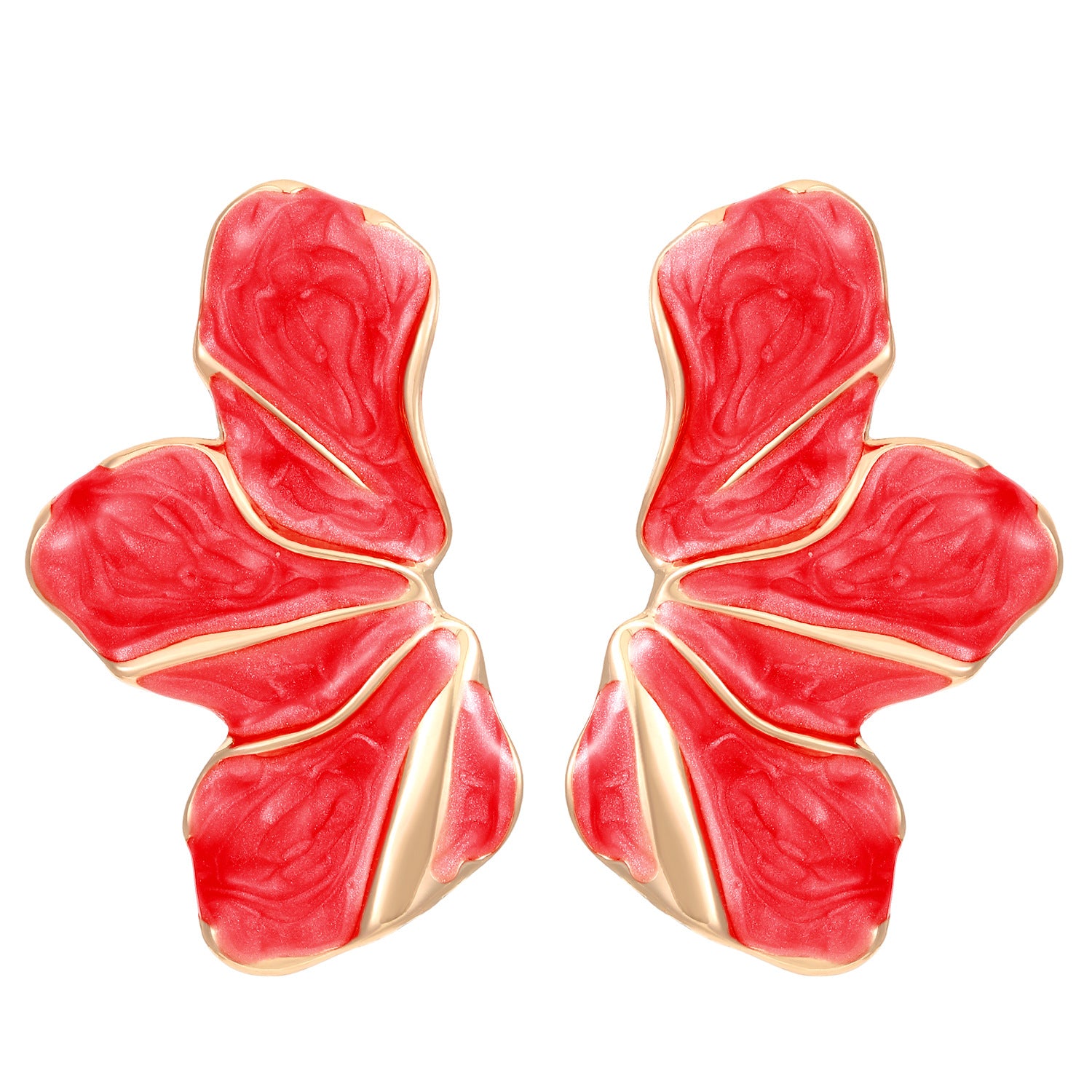 Wholesale Trendy Colorful Drip Oil Irregular Flower Earrings For Women Floral Petal Jewelry Accessory Party Wear