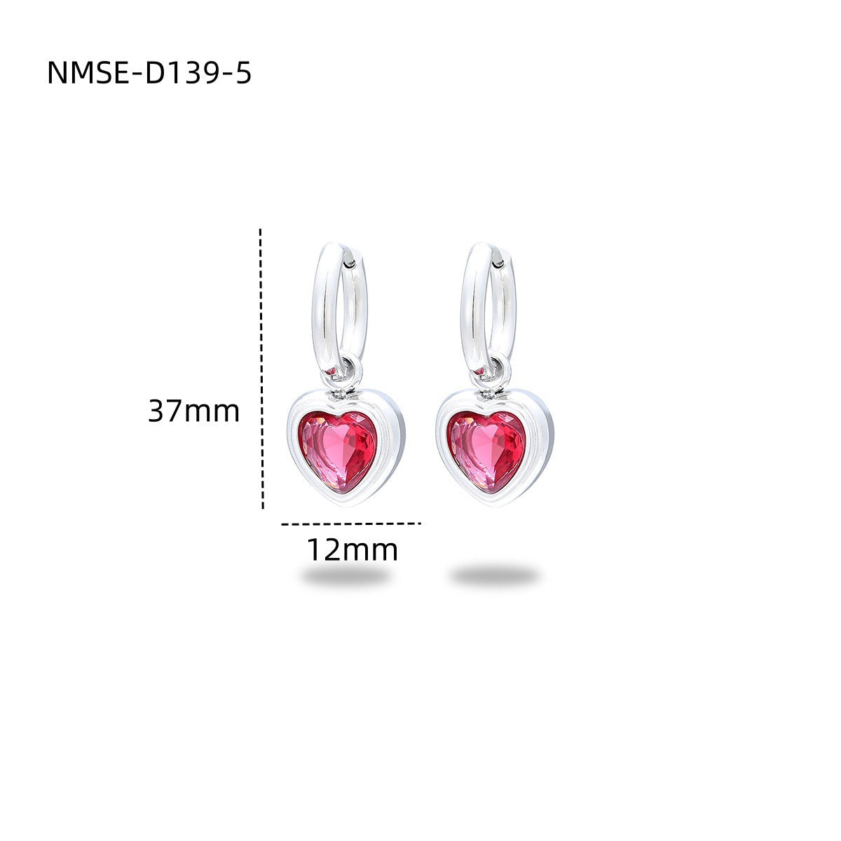 Wholesale  love  light luxury inlaid colored diamond 18K gold stainless steel earrings