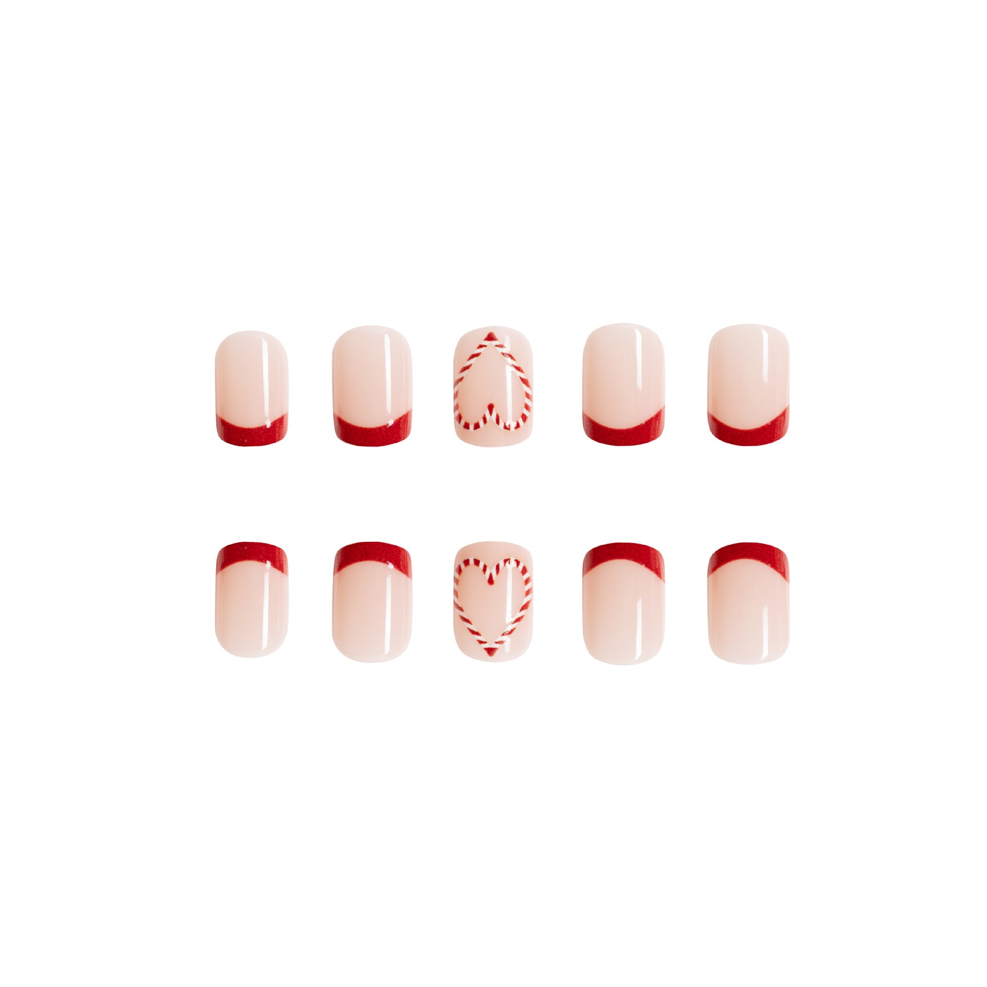 Wholesale 24 Pieces/box Valentine's Day Glossy Square Heart Manicure Press-on Nails Kits Nail Stickers ACC-NS-GuaiXL055