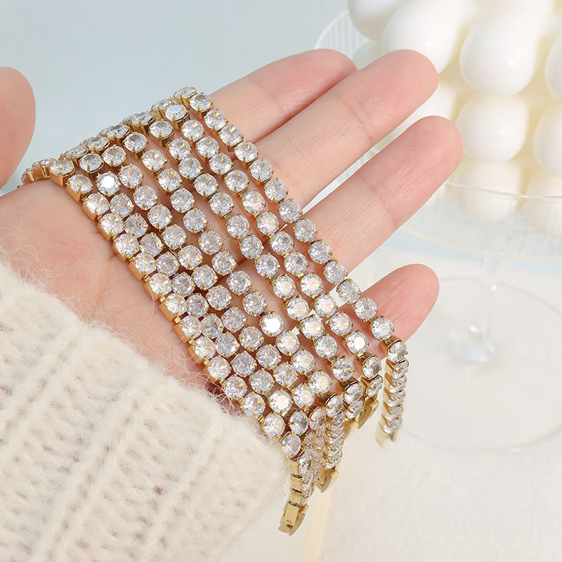 Wholesale Titanium Steel Gold Plated Zircon Bracelet Ins Style Fashion Gift
