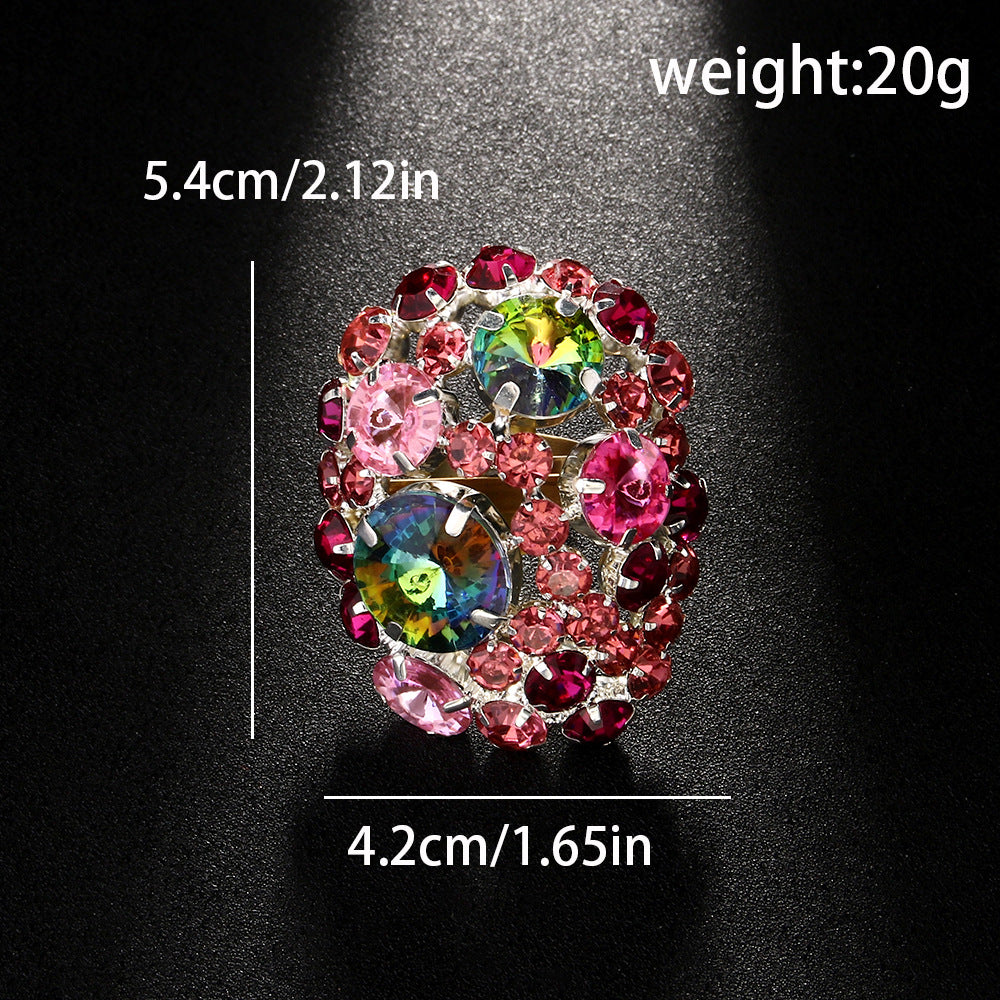Wholesale  Adjustable High-grade Geometric Crystal Colored Diamond Ring