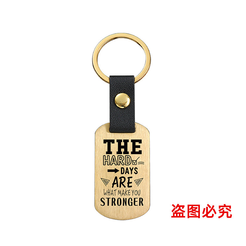 Wholesale Motivational Positive Metal Leather Keychains ACC-KC-GangGu032