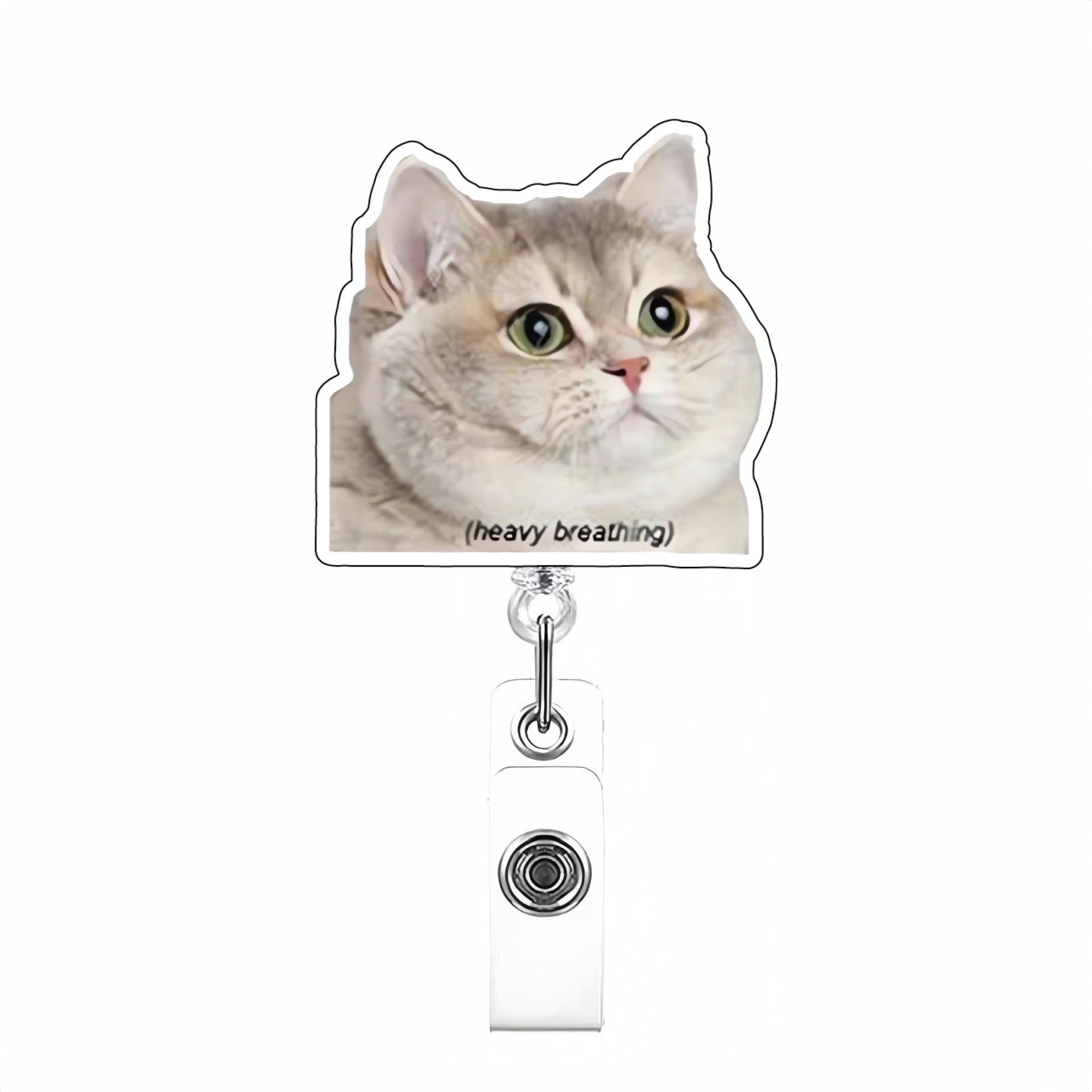 Wholesale Cute Cat Acrylic Retractable Rotating Badge Keychain