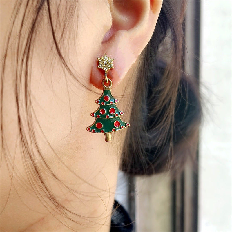 Wholesale Christmas Tree Diamond Earrings Fashion Jewelry Accessory Boutique Resale Party Wear