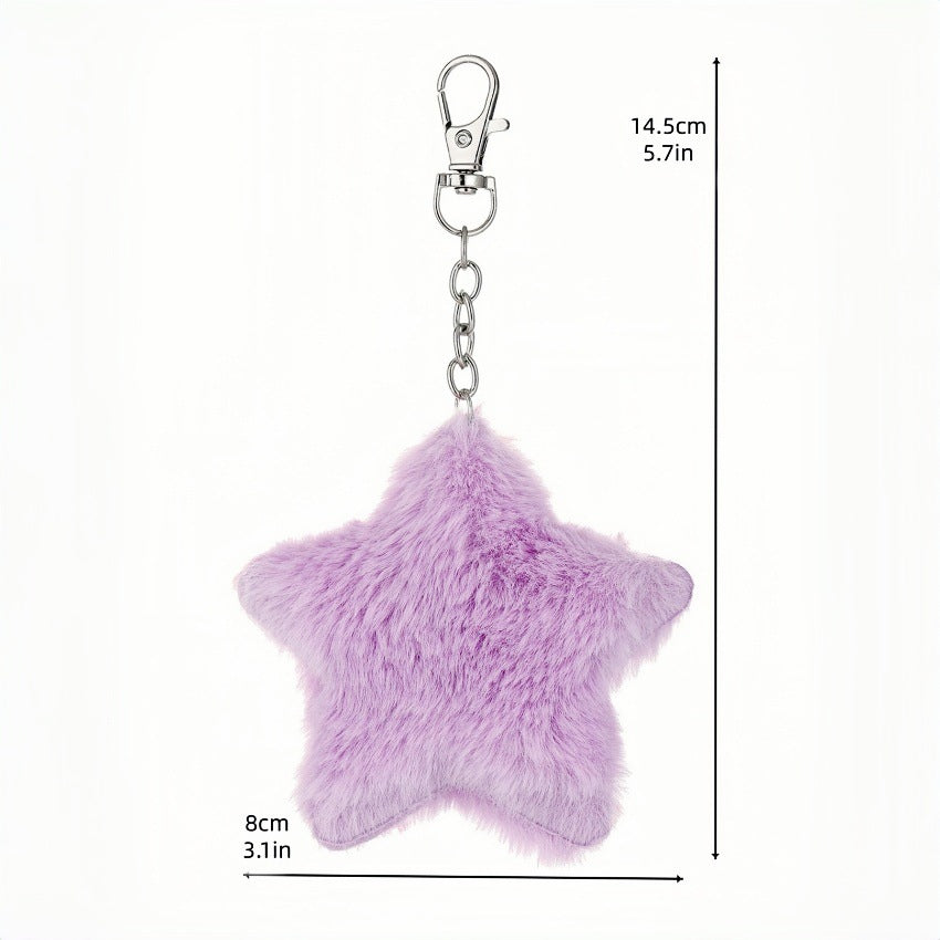 Wholesale New Autumn and Winter Five-Pointed Star Plush Keychain Pendant Small Gift Imitation Rabbit Fur Ball Star Women' s Bag Car Pendant