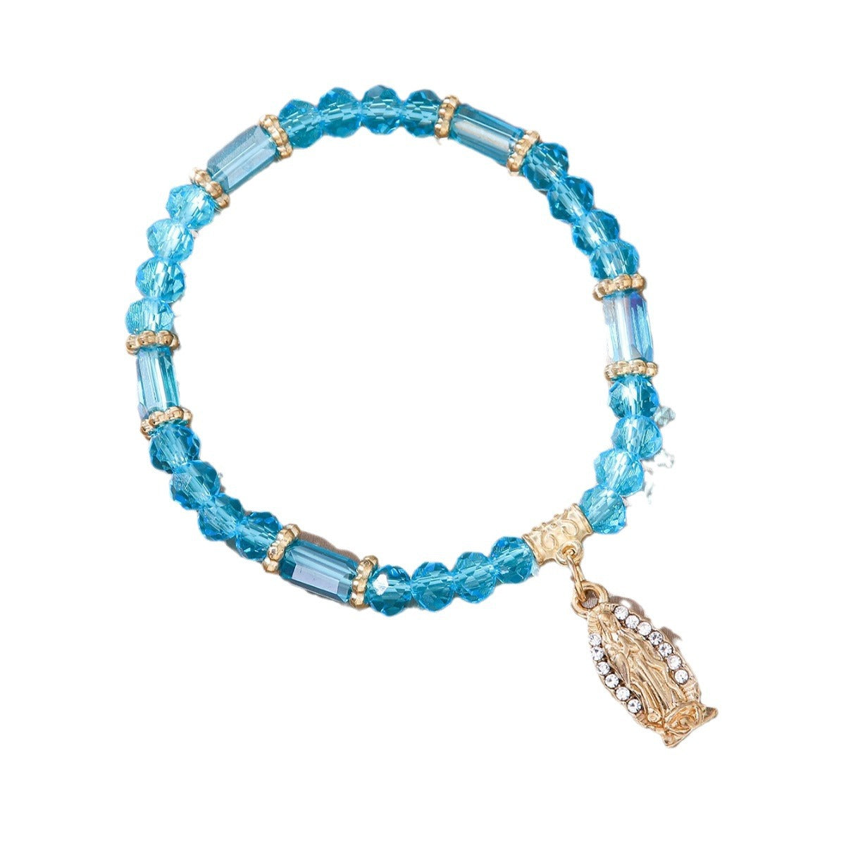 Wholesale  Madonna Pendant Color Transparent Crystal Handmade Beaded Bracelet