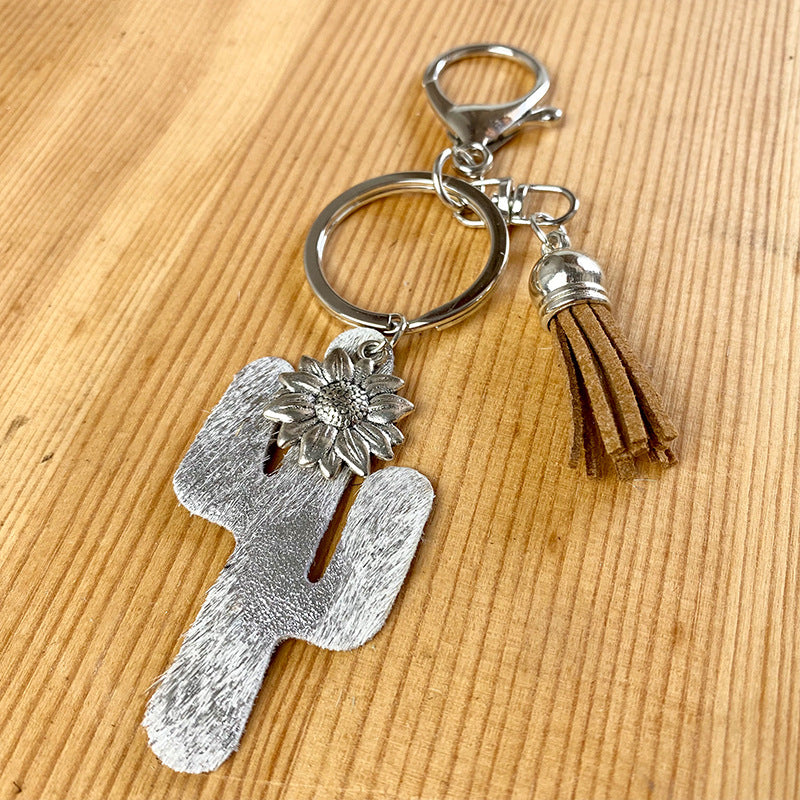 Wholesale of 2pcs/pack Western Fengdezhou Map Horse Hair Genuine Leather Keychain ACC-KC-HY013