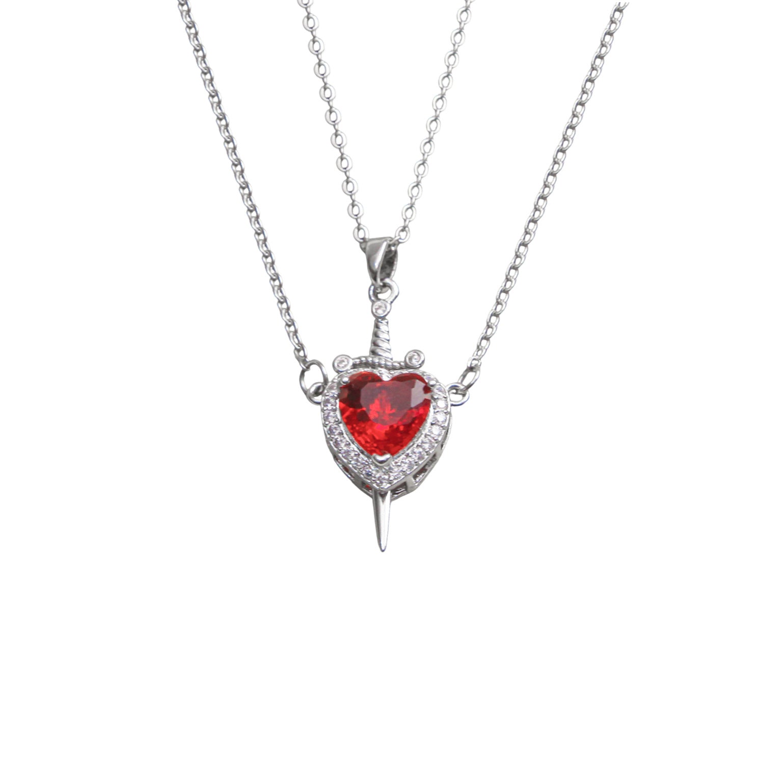 Wholesale  Titanium Steel arrow through the heart necklace copper plated 18K gold red love necklace