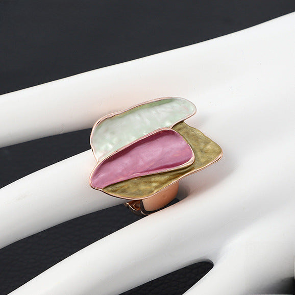 Wholesale  Enamel Color Geometric Elastic Adjustable Ring