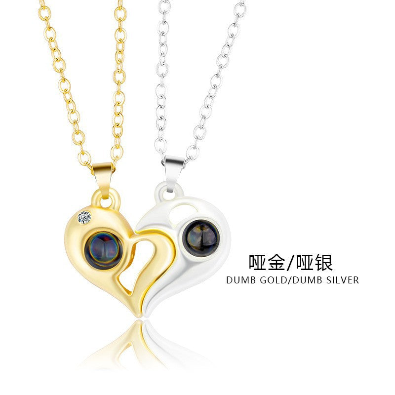 Wholesale 2pcs Sun and Moon Magnetic Projection Necklace Alloy Chain Clavicle Chain Choker Necklace ACC-NE-JiuS014