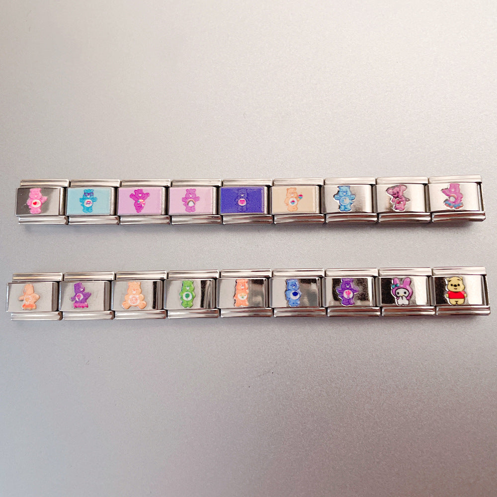 Wholesale New Printed Italian Module Bracelet Cartoon Pattern Motorcycle Bracelet DIY Stainless Steel Street Dance Hand Jewelry