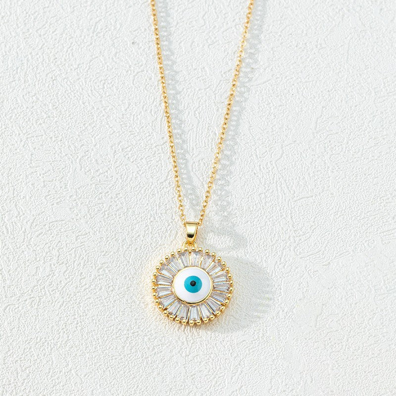 Wholesale Bohemian Evil Eye Pendant Necklace Copper Zircon Drop Oil Fashion Accessory Boutique Resale
