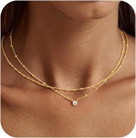 Wholesale European American Style Gold-Tone Cubic Zirconia Necklace,  Simple Versatile Boutique Resale Jewelry Accessory