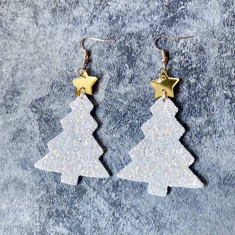 Wholesale Christmas Glitter Gretel Leather Acrylic Earrings ACC-ES-XinChuan018