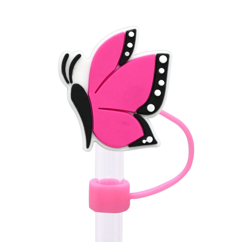 Wholesale Random 100pcs Butterfly Series 8/10mm PVC Soft Straw Tube Cap