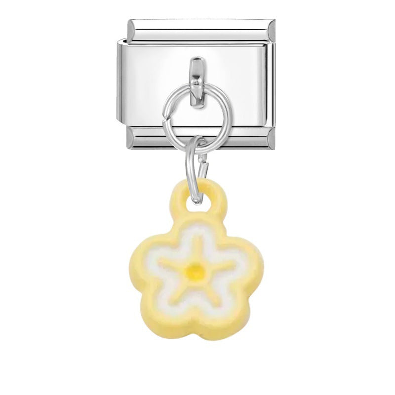 Wholesale Italian Charm Bracelet 9mm DIY Splicing Flower Pendant Stainless Steel Composable Bracelet