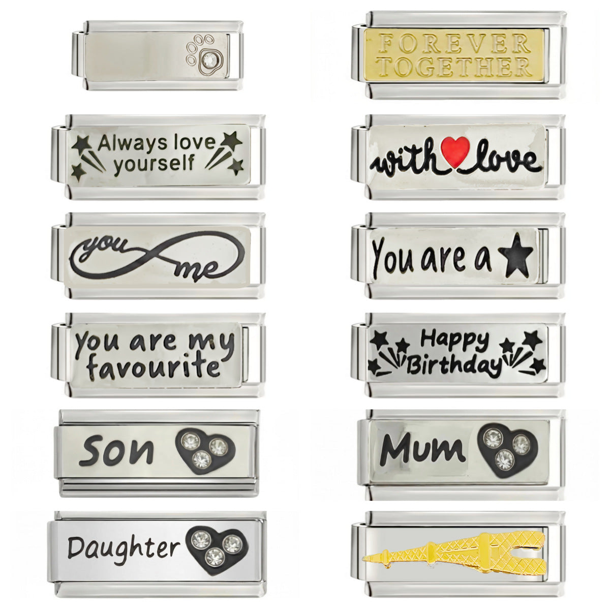 Wholesale Italian Modular Bracelet Cross-Border Hot-Selling 9mm Laser-Engraved Pattern Simple Titanium Steel DIY Jewelry Wholesale in Stock