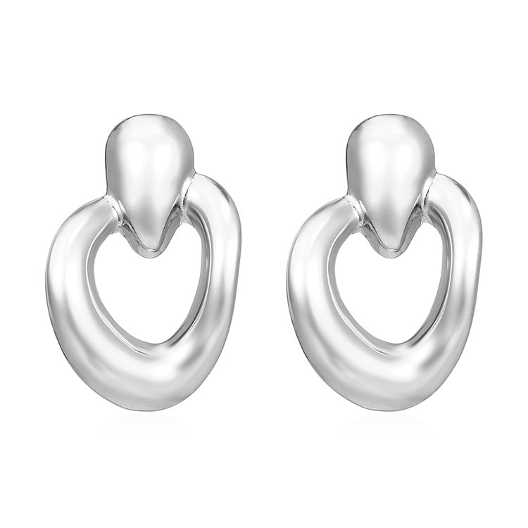 Wholesale Square Stripe Stainless Steel Light Luxury 18K Earrings ACC-ES-MuShan026