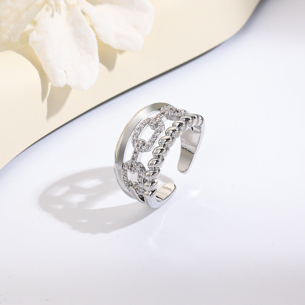 Wholesale Oval rope clasp 18k two-tone plated open ring