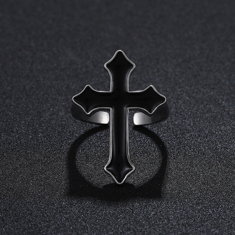 Wholesale Black Large Cross Open Ring
