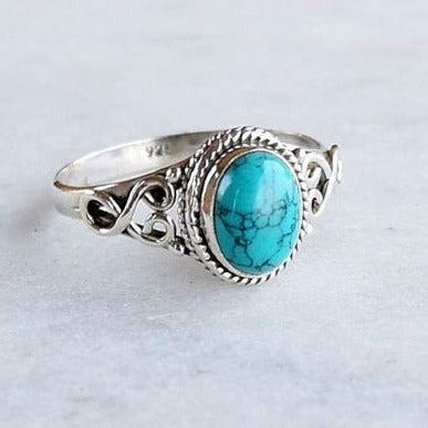 Wholesale Retro Turquoise Geometric Ring Women' s Fashion Jewelry Accessory Gift
