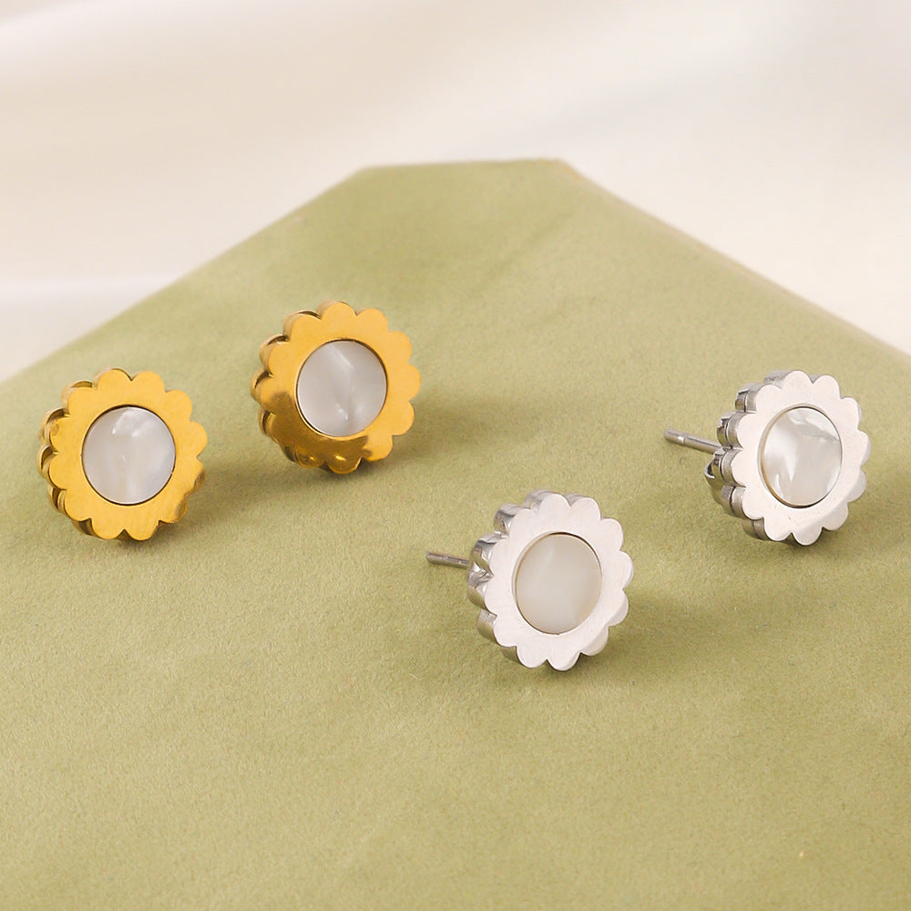 Wholesale Titanium Steel Sunflower Earrings