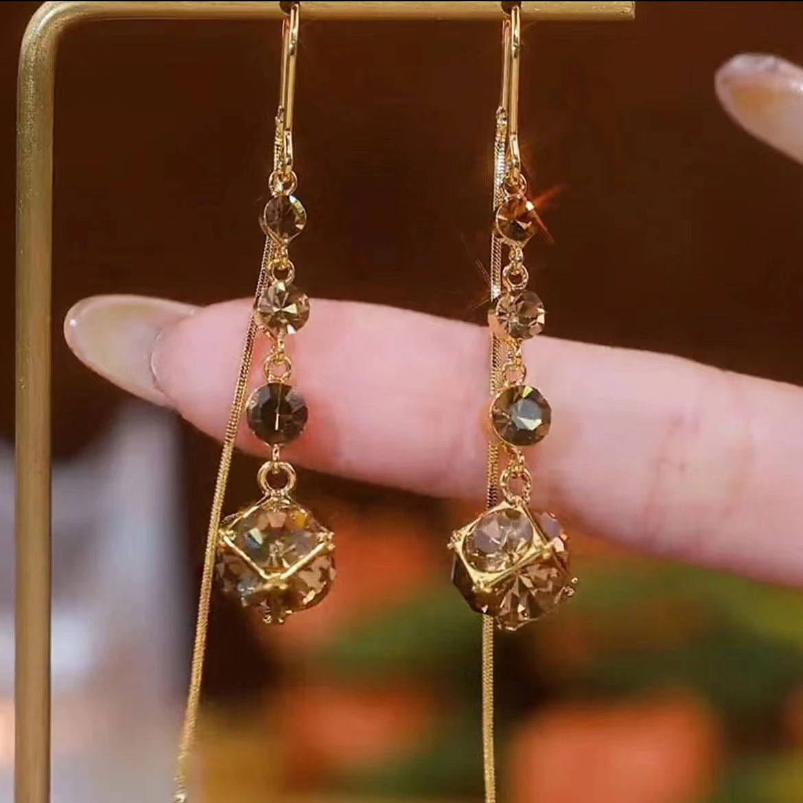 Wholesale Purple Diamond Ball Wire Tassel Earrings ACC-ES-Huzhe004