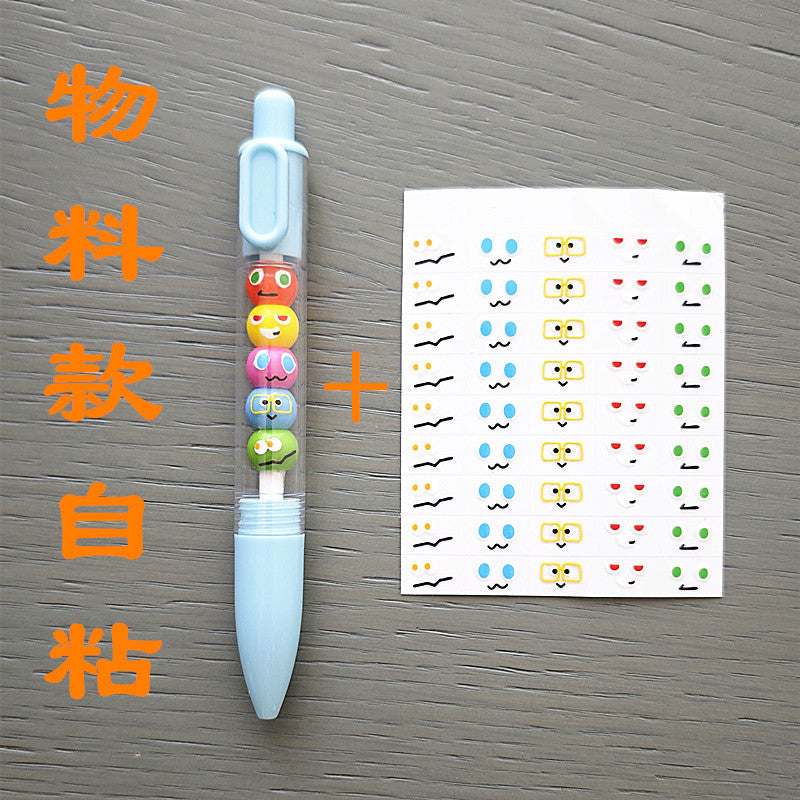 Wholesale Five Balls Cute Expression Beads Press Pen Creative String Pen