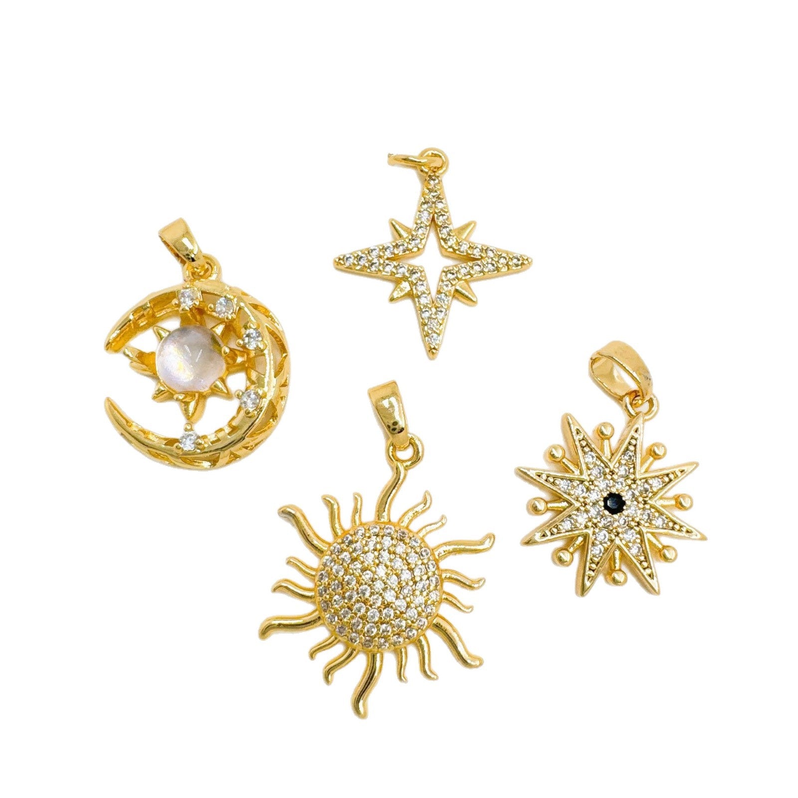 Wholesale Hip-Hop Ins Style Gold Plated Zircon Pendant Necklace for Women Fashion Accessory Boutique Resale