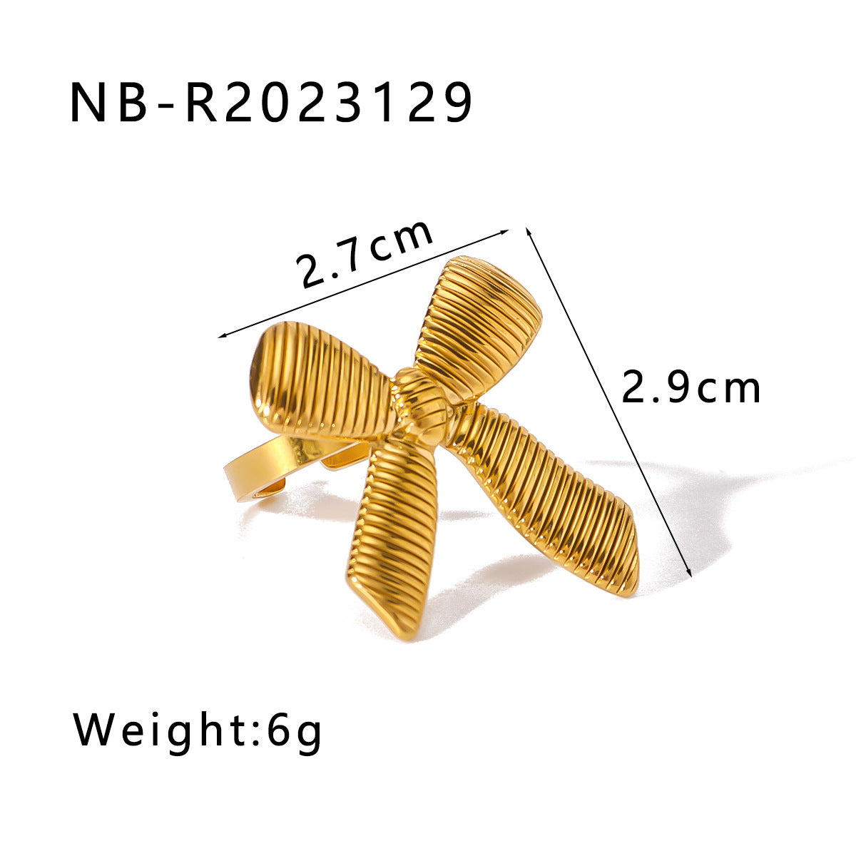 Wholesale Bow Stainless Steel Zircon Textured Rings Set ACC-RS-Xiny009