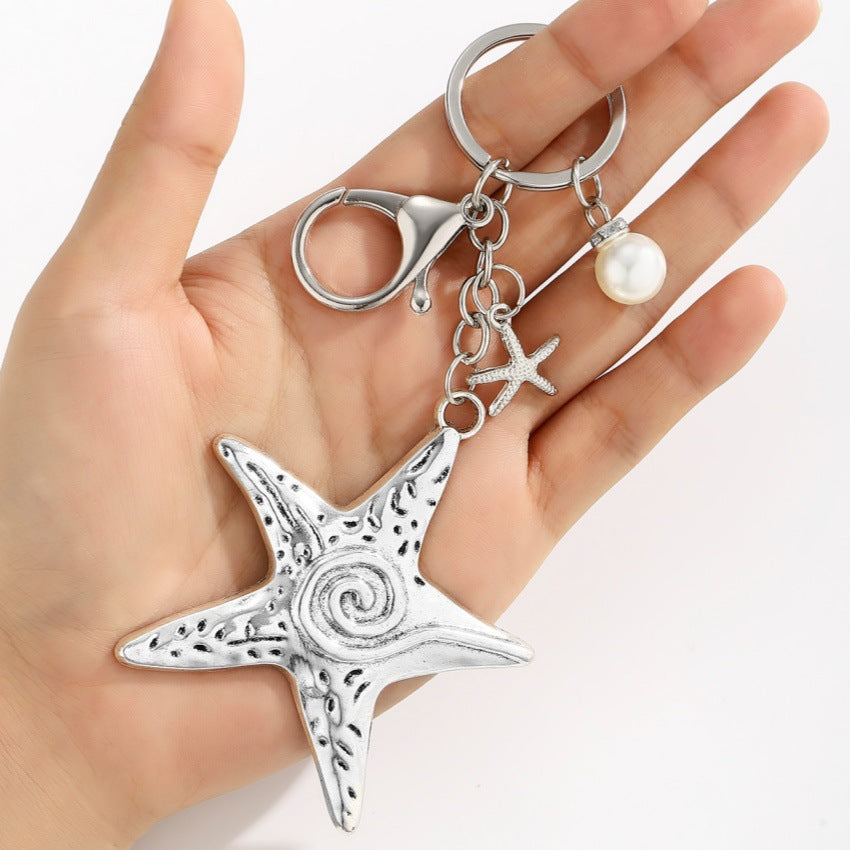 Wholesale Personalized Party Exaggerated Starfish and Conch Keychain Pendant Beach Ocean Vacation Style Bag Pendant