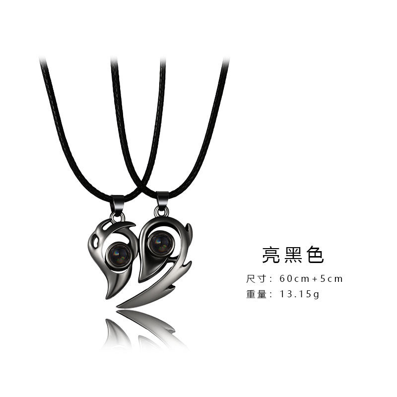 Wholesale 2pcs Sun and Moon Magnetic Projection Necklace Alloy Chain Clavicle Chain Choker Necklace ACC-NE-JiuS014