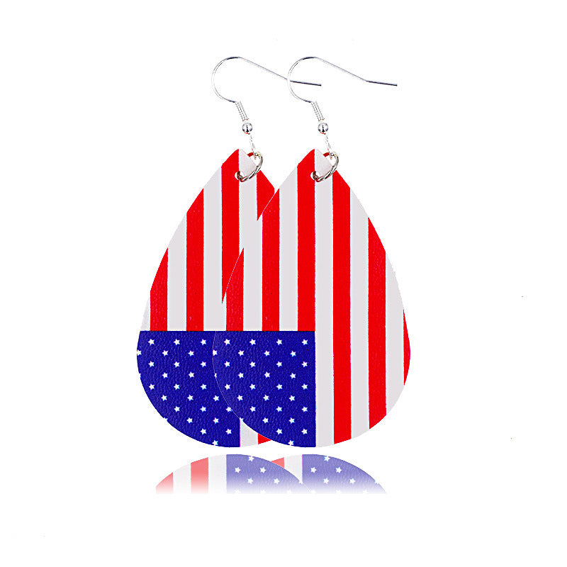 Wholesale American Independence Day Leather Earrings ACC-ES-CY022