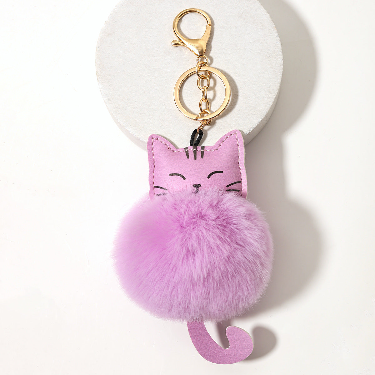 Wholesale Cartoon cat imitation rex rabbit plush ball key chain pendant lucky cat ladies bag car plush accessories