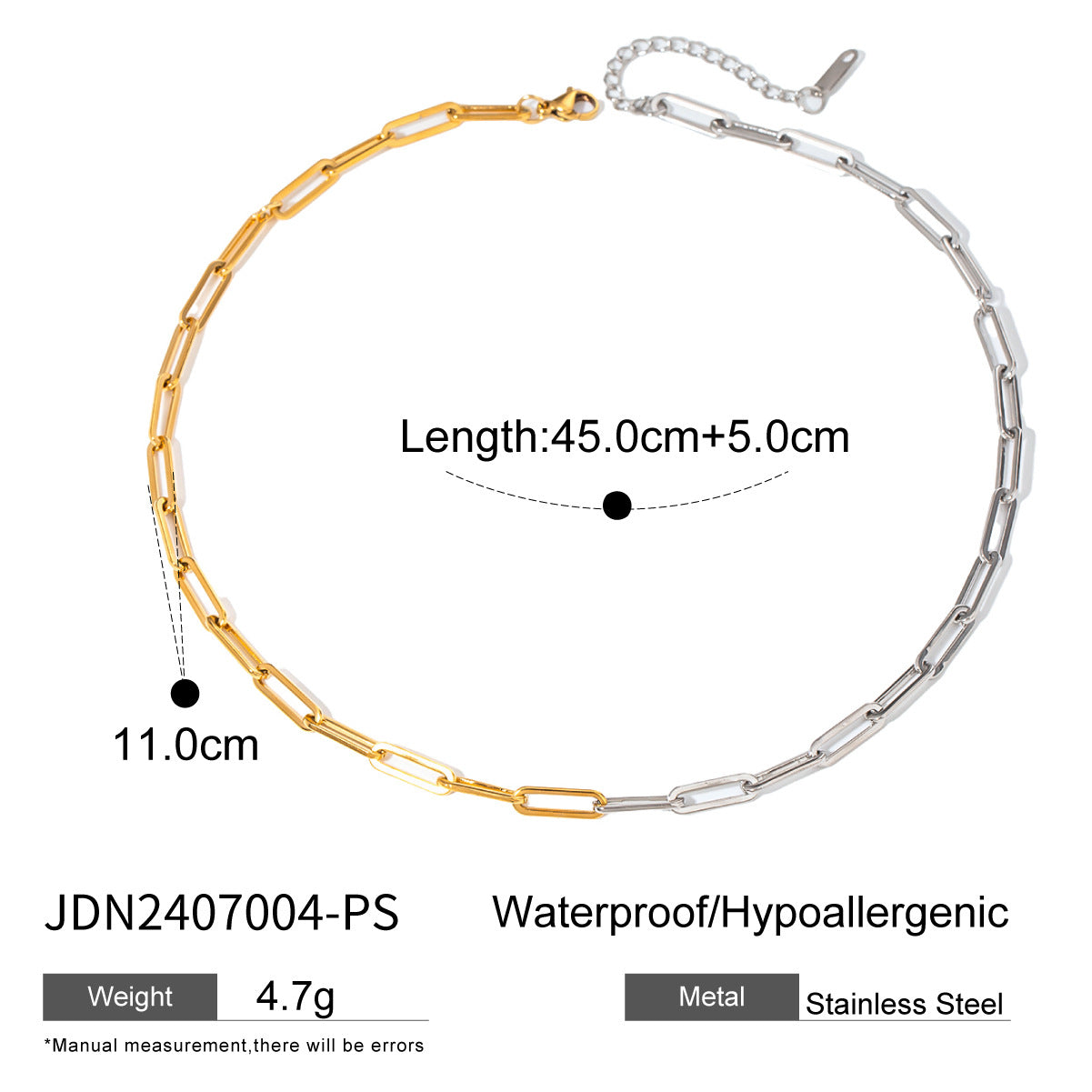 Wholesale 18k gold stainless steel gold and silver color matching cross chain necklace