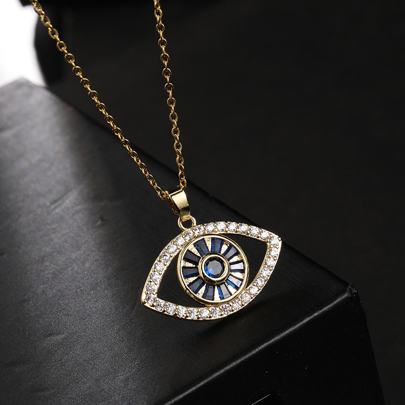 Wholesale Copper Clavicle Chain Colored Zircon Eye Pendant Evil Eye Necklaces ACC-NE-SY011