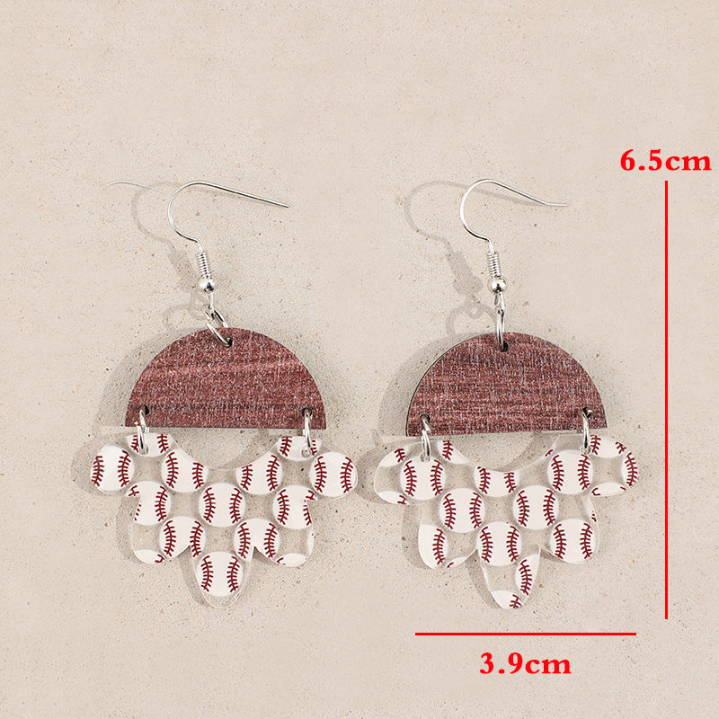 Wholesale Sporty acrylic flower baseball pattern earrings