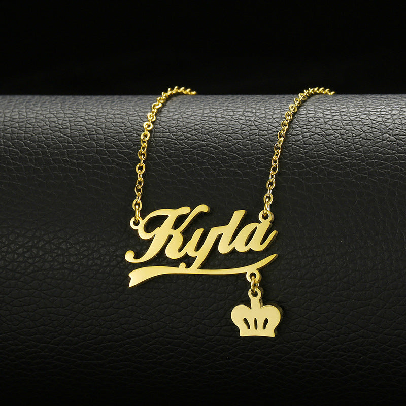 Wholesale Stainless Steel Wings Heart Crown Necklace