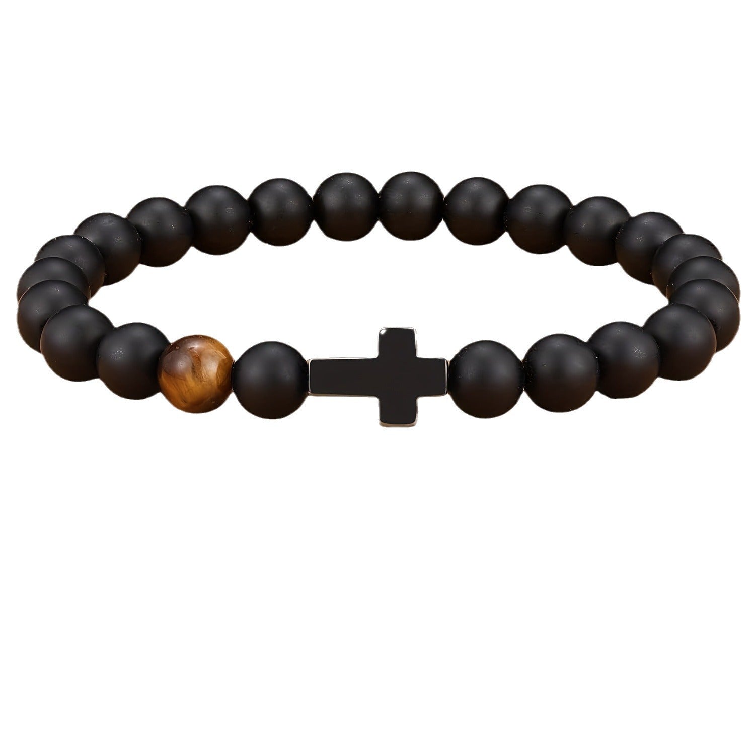 Wholesale  Tiger Eye Small Cross Pendant Bracelet